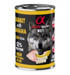 Alpha Alpha Spirit Canine Adult Conejo Platano - Lata 400 g [Bliste de 6 unidades) Comida húmeda para perros