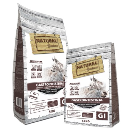 Natural Greatness Gastrointestinal es una receta hipoalergénica completa y sin cereales