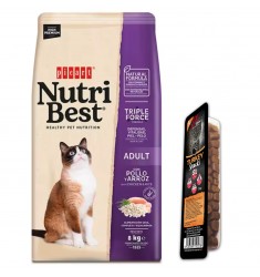 Nutribest Cat Adult Chicken And Rice 15 Kg + Snacks 35gr Picart