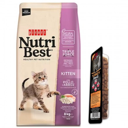 Nutribest Kitten Pollo Y Arroz 8 Kg + Snacks 35gr Picart