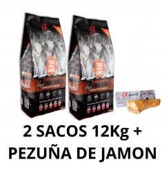 Alpha spirit Pienso alimento the only one 7 days formula ( 2 Sacos de 12 kg+ Pezuña de jamon ) Alimentos secos para perros