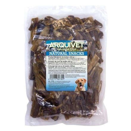 Arquivet Puntas de nervio de búfalo (Bolsa 500 g) completamente naturales que proporcionan a tu perro una higiene dental.